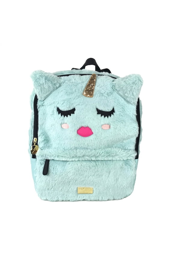 Luv Betsey Johnson Sienna Unicorn Fuzzy Backpack, Seafoam Aqua