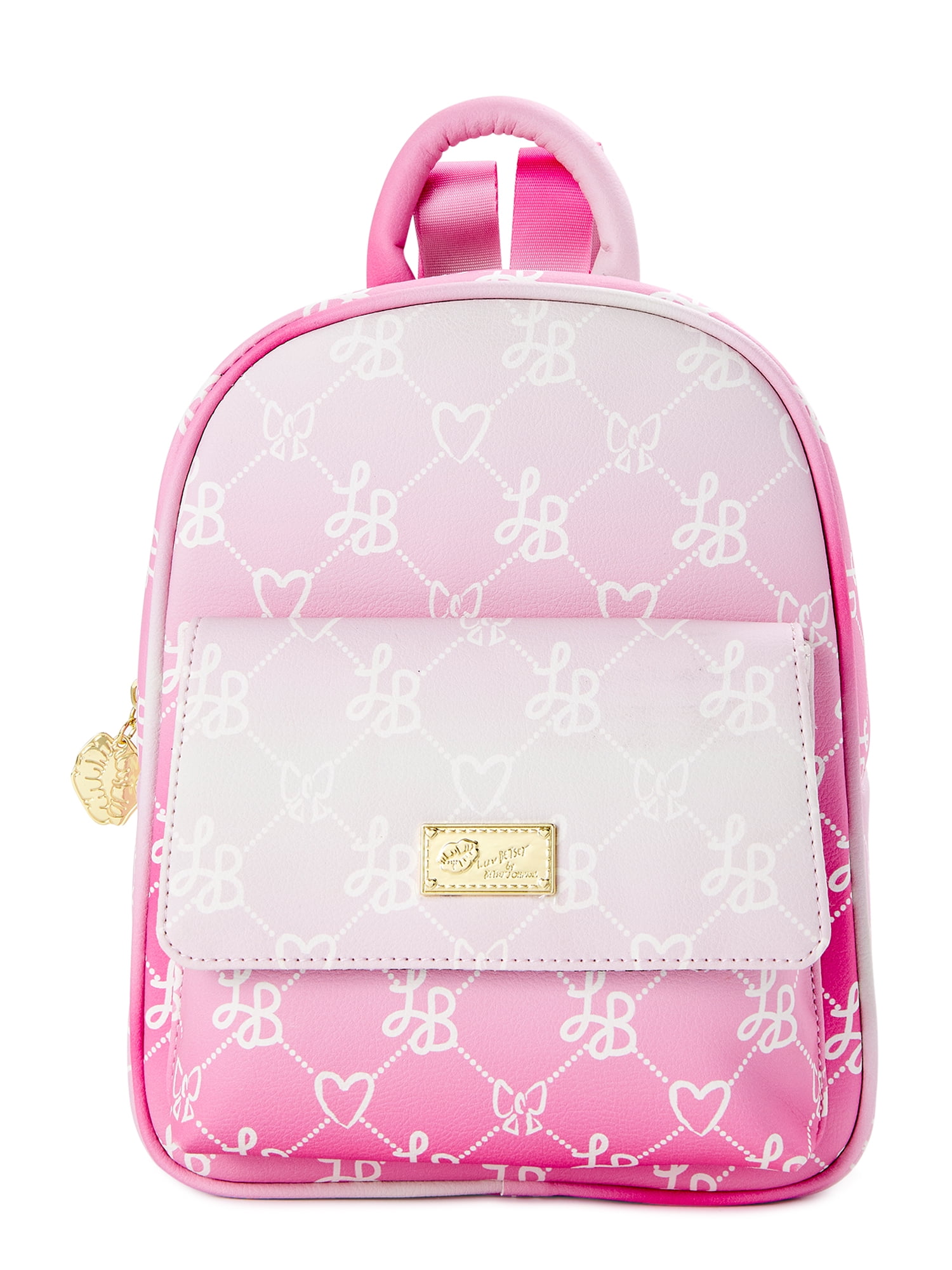 Luv Betsey by Betsey Johnson Women's Pink and White Backpack with Front Pocket, Size: One Size