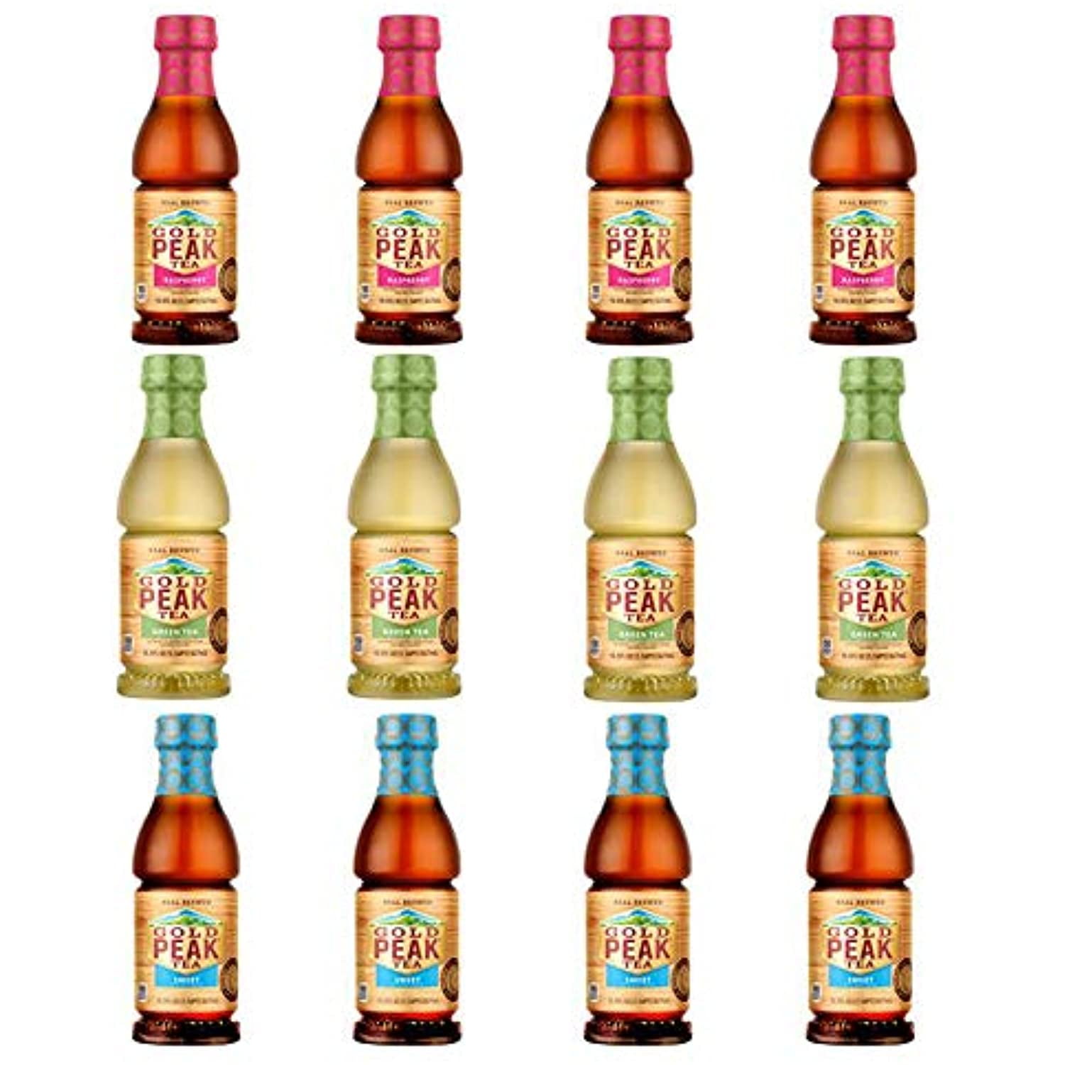 Luv Box - Variety Gold Peak Tea Pack 18.5Oz Bottle, 12Ct.,Raspberry,Sweet Tea.,Green Tea.