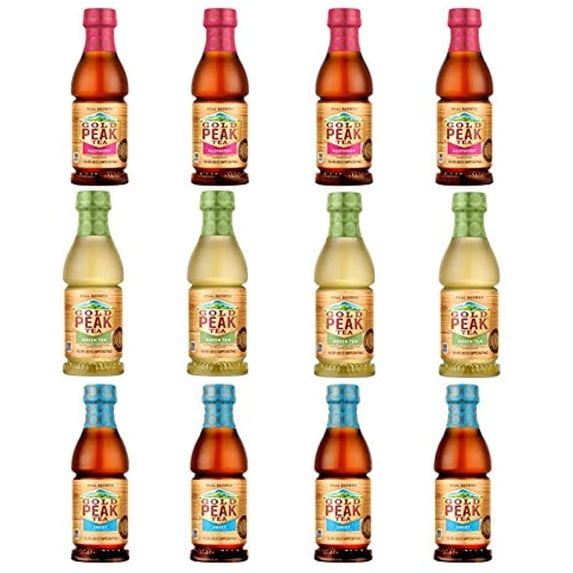 Luv Box - Variety Gold Peak Tea Pack 18.5Oz Bottle, 12Ct.,Raspberry,Sweet Tea.,Green Tea.