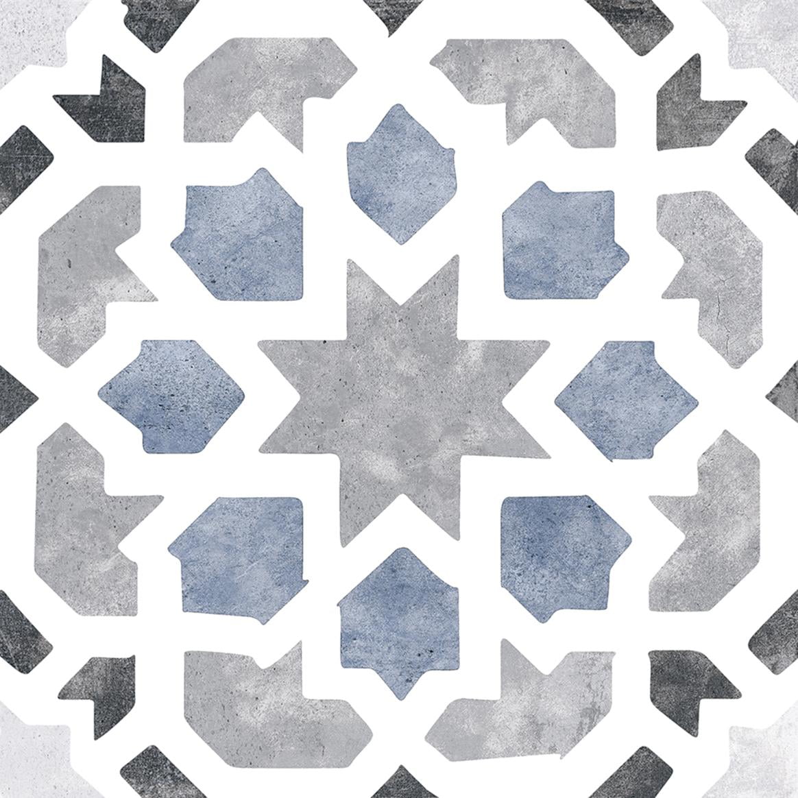Luv Charmed Blue and Gray 8" Glazed Porcelain Tile