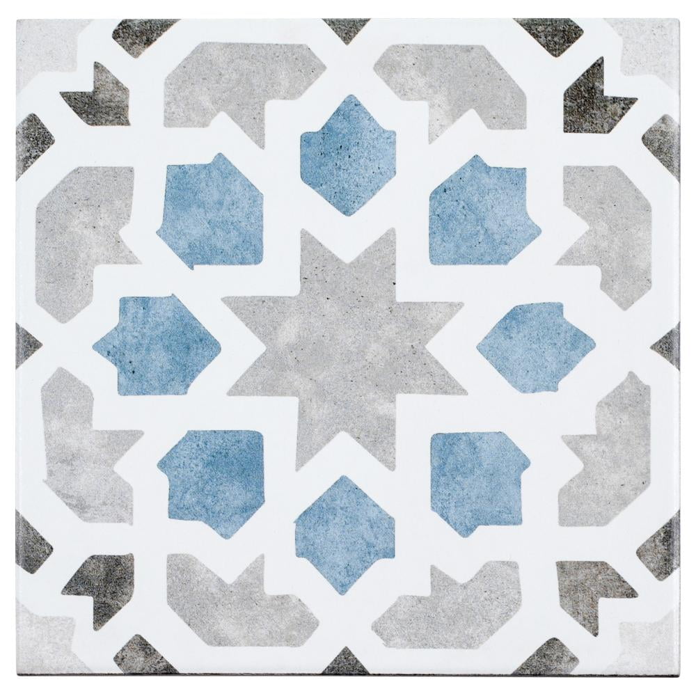 Luv Charmed Blue and Gray 8" Glazed Porcelain Tile