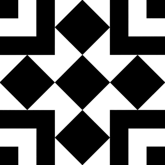 Luv Letter Black/White 8" X 8" Porcelain Encaustic Matte Floor Tile (Sample)