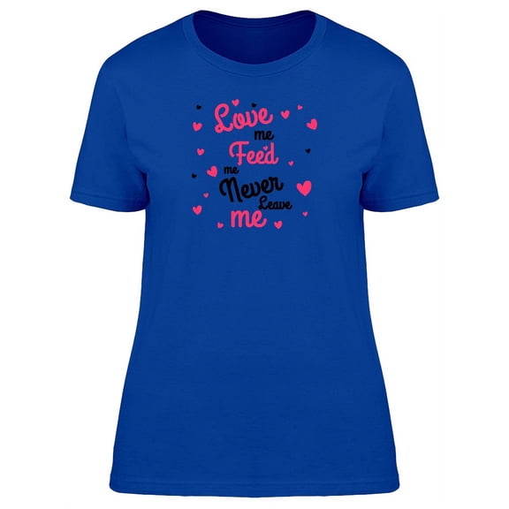 Luv Me, Feed Me, Hearts Doodles T-Shirt Women -Image by Shutterstock, Female Medium
