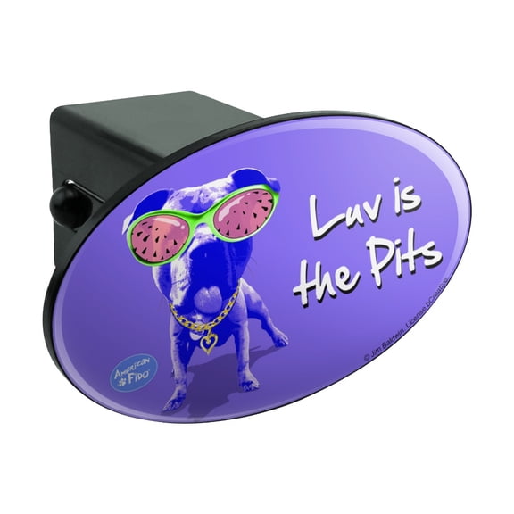 Luv is the Pits Love Pitbull Watermelon Sunglasses Oval Tow Trailer Hitch Cover Plug Insert