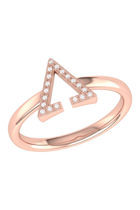 Aim High Open Triangle Design Natural Diamond Ring for Women - Available in 14K Rose Gold Vermeil on 925 Sterling Silver Rings for Occasions (Color HI, Clarity I2-I3) (Ring Size: 7)