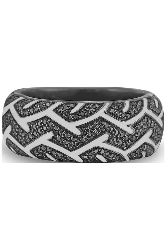 American Muscle Tire Tread Sterling Silver & Black Diamond Ring