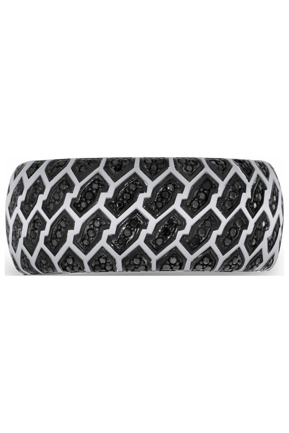 Fast Track Tire Tread Sterling Silver & Black Diamond Ring