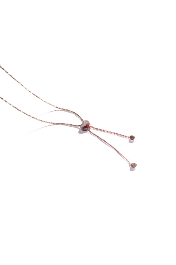 Luv Me Lace Agate Gemstone Rose Gold Plated Silver Adjustable Heart Women Necklace