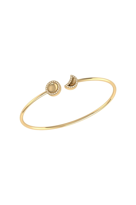 Moon Phases Sterling Silver Diamond Adjustable Cuff