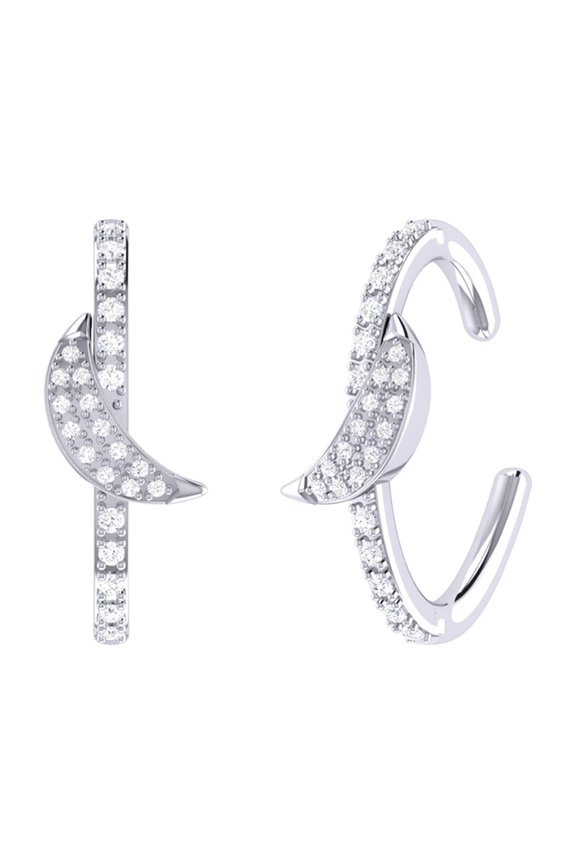 Moonlit Sterling Silver Diamond Ear Cuff
