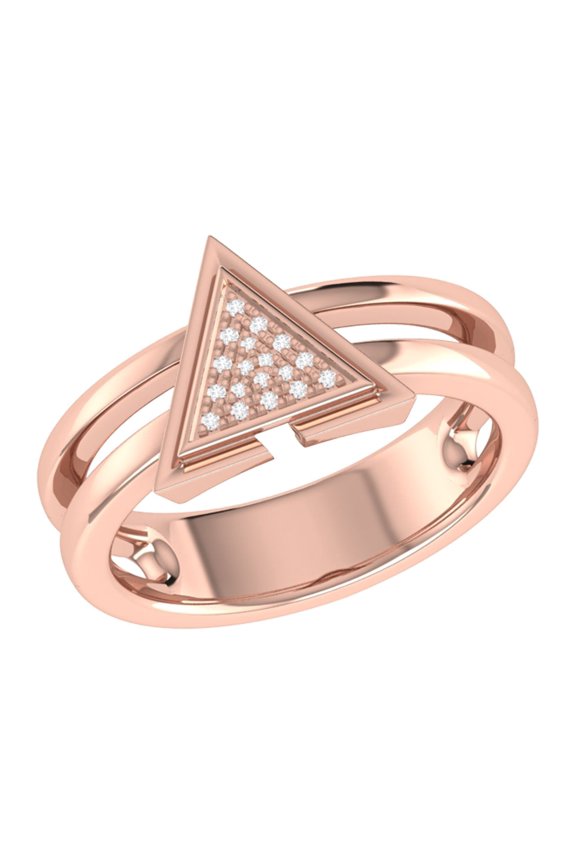 On Point Triangle Design Natural Diamond Ring for Women - Available in 14K Rose Gold Vermeil on 925 Sterling Silver Rings for Occasions (Color HI, Clarity I2-I3) (Ring Size: 6)
