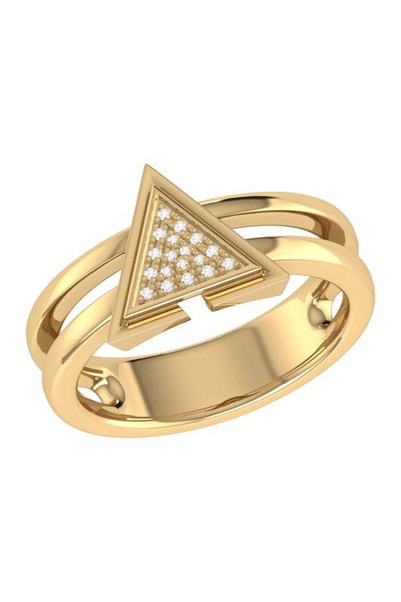 On Point Triangle Design Natural Diamond Ring for Women - Available in 14K Yellow Gold Vermeil on 925 Sterling Silver Rings for Occasions (Color HI, Clarity I2-I3) (Ring Size: 6)