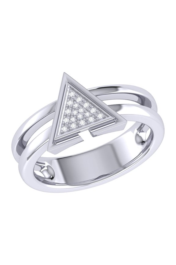 On Point Triangle Design Natural Diamond Ring for Women - Available in 925 Sterling Silver Rings for Occasions and Wedding (Color HI, Clarity I2-I3) (Ring Size: 7)