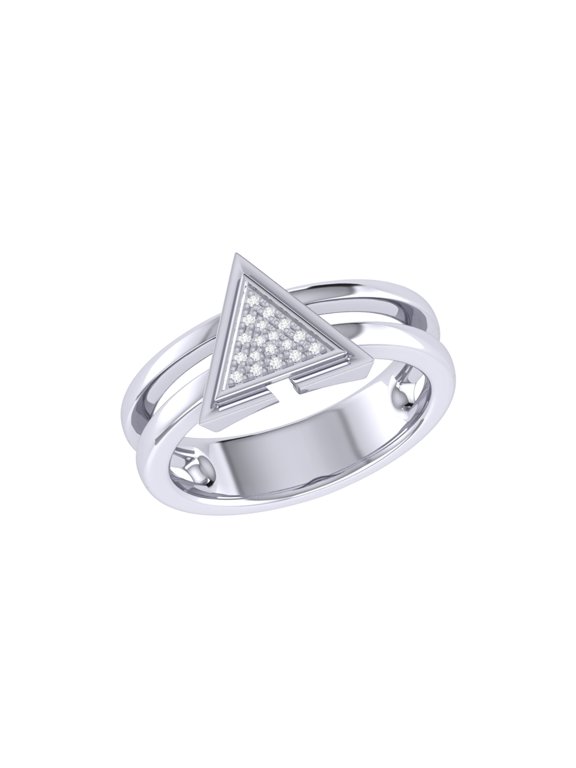 On Point Triangle Sterling Silver Diamond Ring