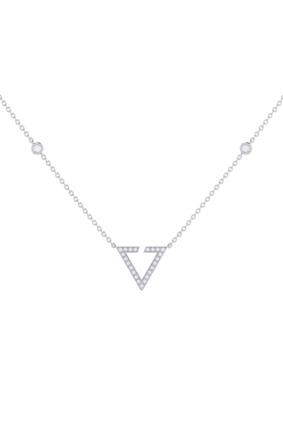 Skyline Triangle Design Natural Diamond Chain Necklace for Women - Available in 925 Sterling Silver Necklace for Occasions, Multiple Events and Gift (Color HI, Clarity I2-I3)