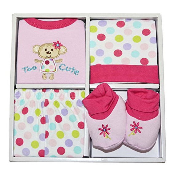 Luvable Friends 4 Piece Playtime Layette Set (0-3 months, Pink Multi)