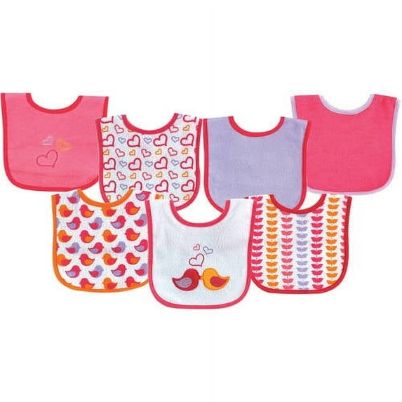 Luvable Friends Applique/Print Bib, 7pk, Multiple Colors