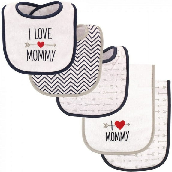 Luvable Friends Baby Boy Bib and Burp Cloth Set 5pk, Boy Mommy, One Size