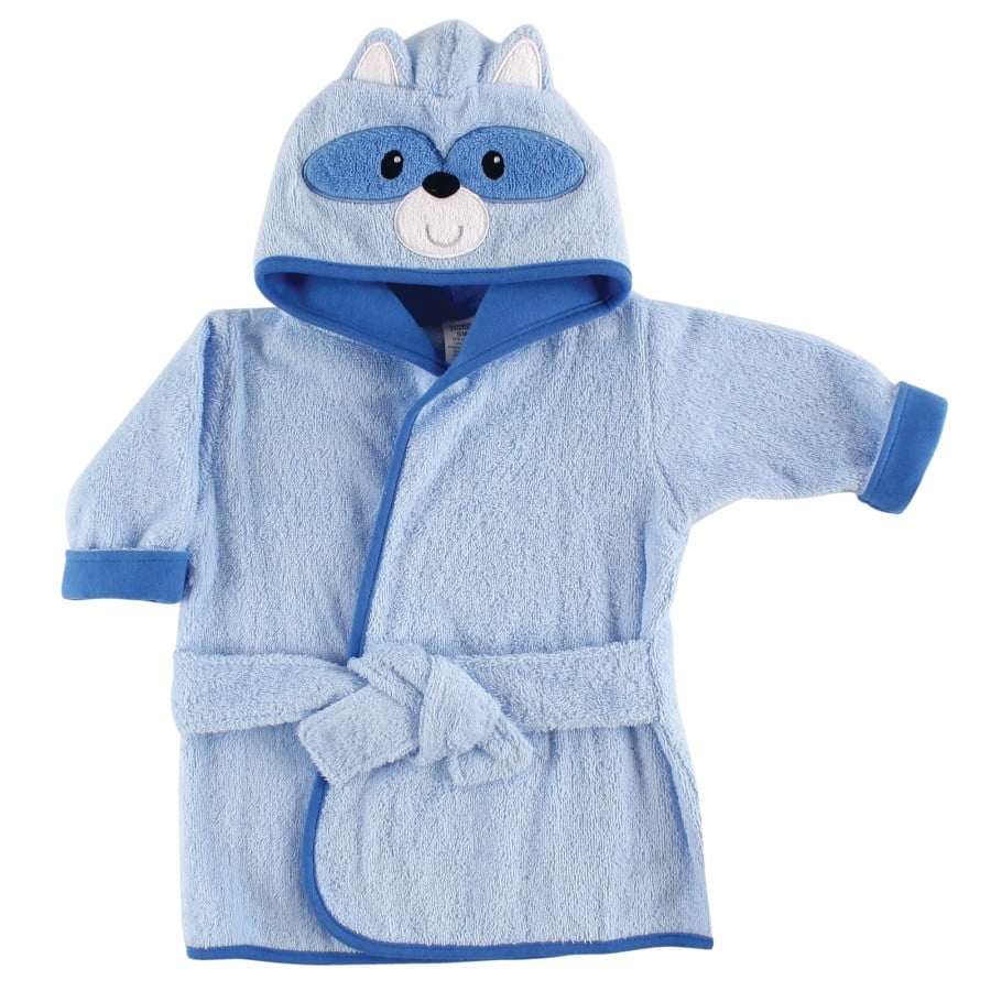 Luvable Friends Baby Boy Cotton Animal Bathrobe, Raccoon, One Size