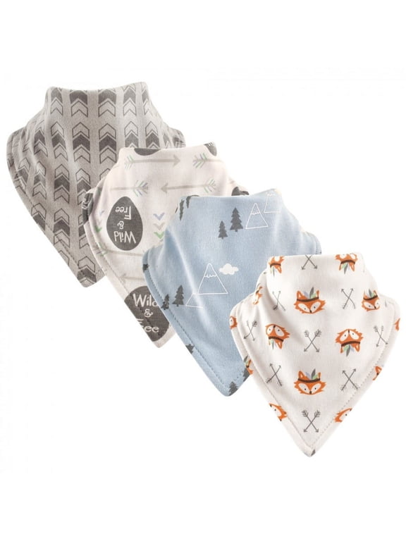 Baby Boy Cotton Bandana Bibs 4pk, Wild Free, One Size