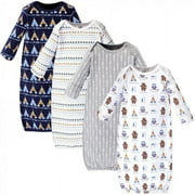 Luvable Friends Baby Boy Cotton Bears Gowns Layette Gift Set, Tribe, 4-Piece