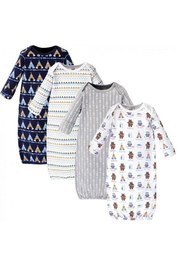 Baby Boy Cotton Bears Gowns Layette Gift Set, Tribe, 4-Piece