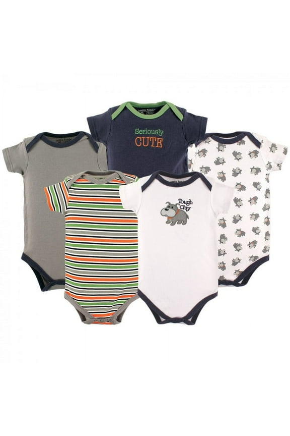 Baby Boy Cotton Bodysuits 5pk, Dog, 3-6 Months