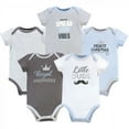 thumbnail image 1 of Luvable Friends Baby Boy Cotton Bodysuits 5pk, Little Dude, 12-18 Months, 1 of 1