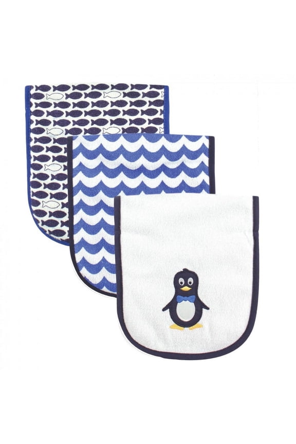 Baby Boy Cotton Burp Cloths with Fiber Filling 3pk, Mr. Penguin, One Size