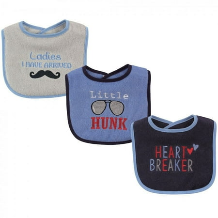 Luvable Friends Baby Boy Cotton Drooler Bibs with Fiber Filling 3pk, Hunk, One Size