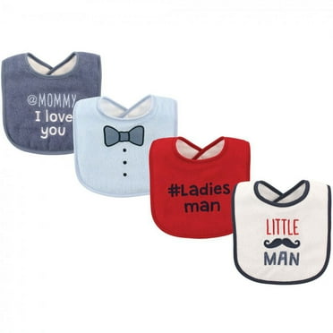Luvable Friends Baby Boy Cotton Drooler Bibs with Fiber Filling 4pk, Little Man, One Size