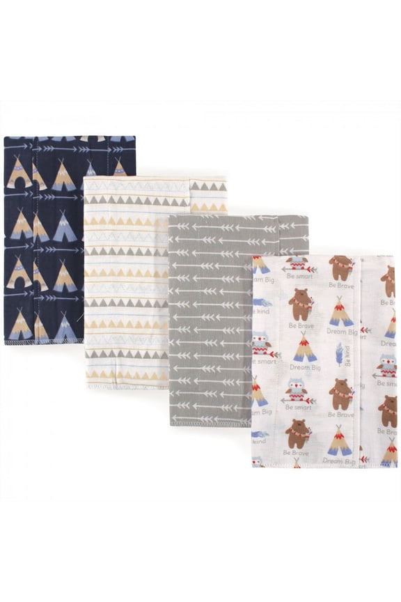 Baby Boy Cotton Flannel Burp Cloths 4pk, Tribe, One Size