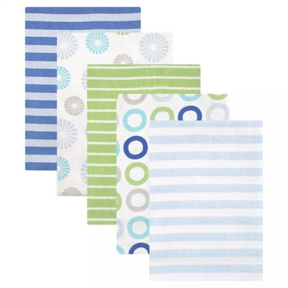 Luvable Friends Baby Boy Cotton Flannel Receiving Blankets, Blue Pinwheel, One Size