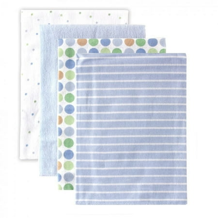 Luvable Friends Unisex Baby Cotton Poly Flannel Receiving Blankets, Blue Stripes, One Size