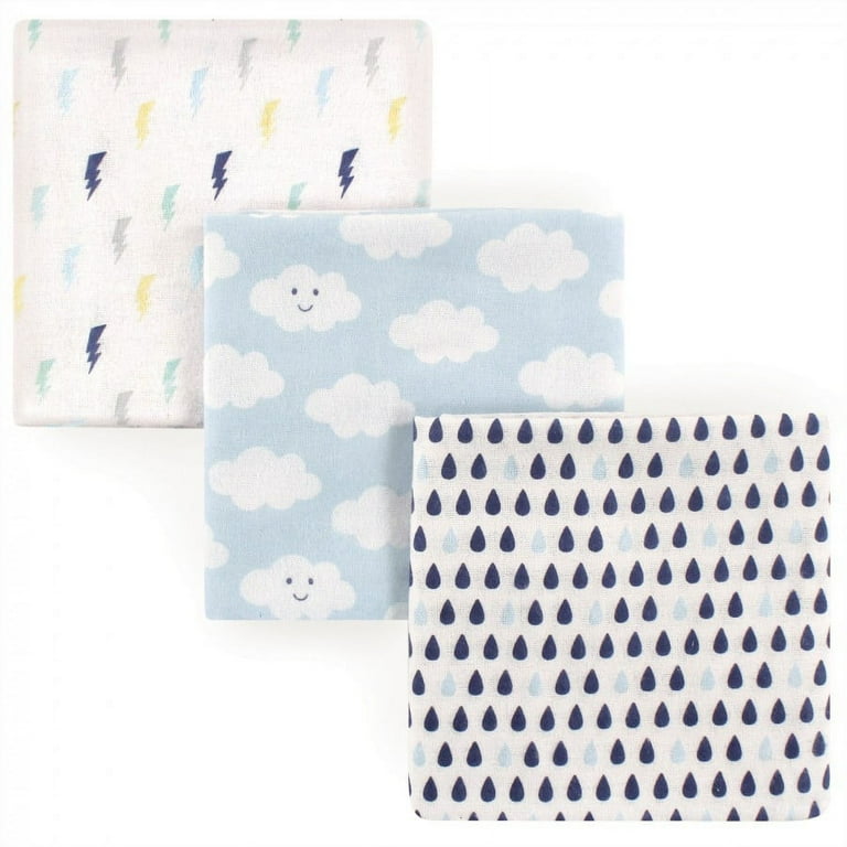 Luvable Friends Baby Boy Cotton Flannel Receiving Blankets, Clouds