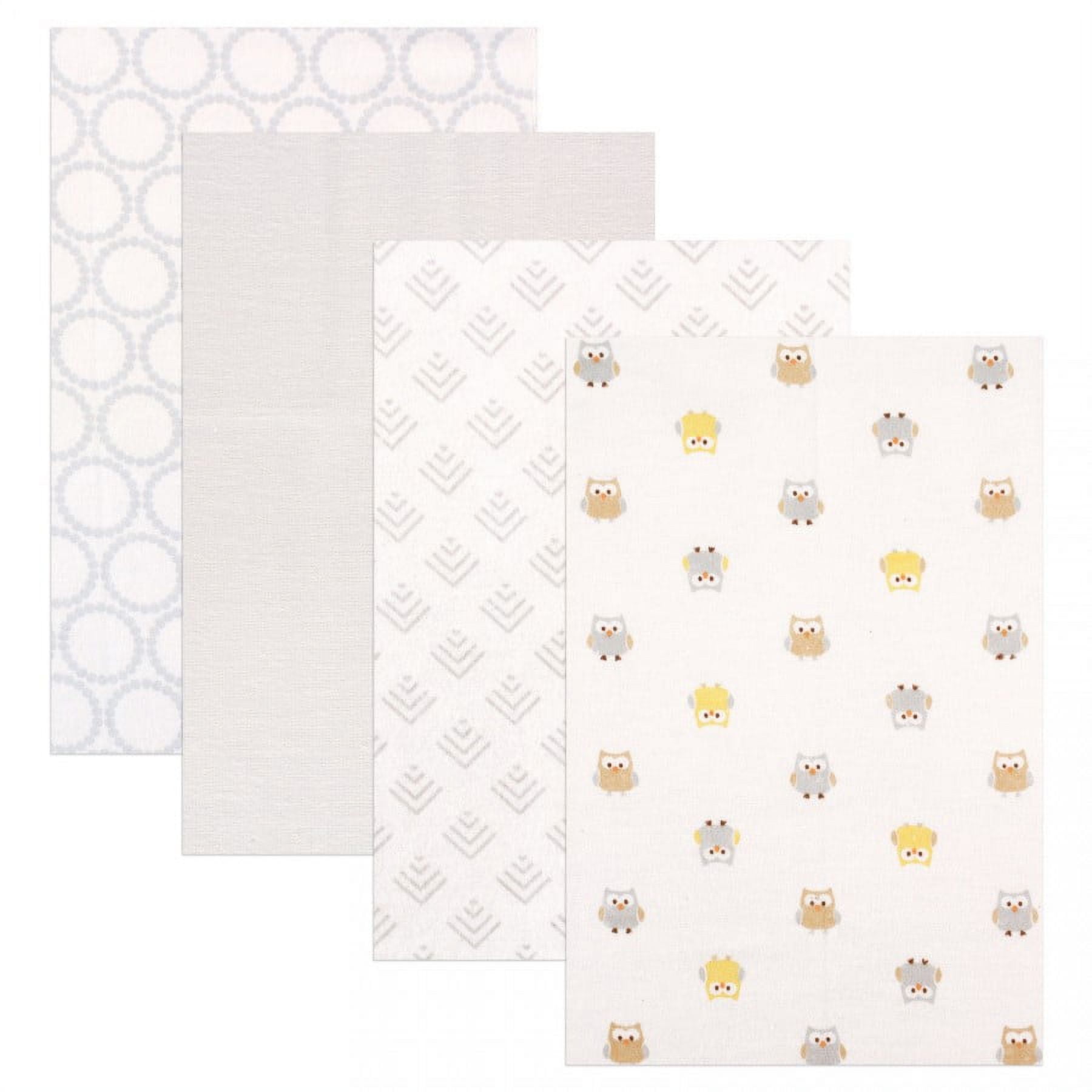 Luvable Friends Unisex Baby Cotton Poly Flannel Receiving Blankets, Owl 4-Pack, One Size