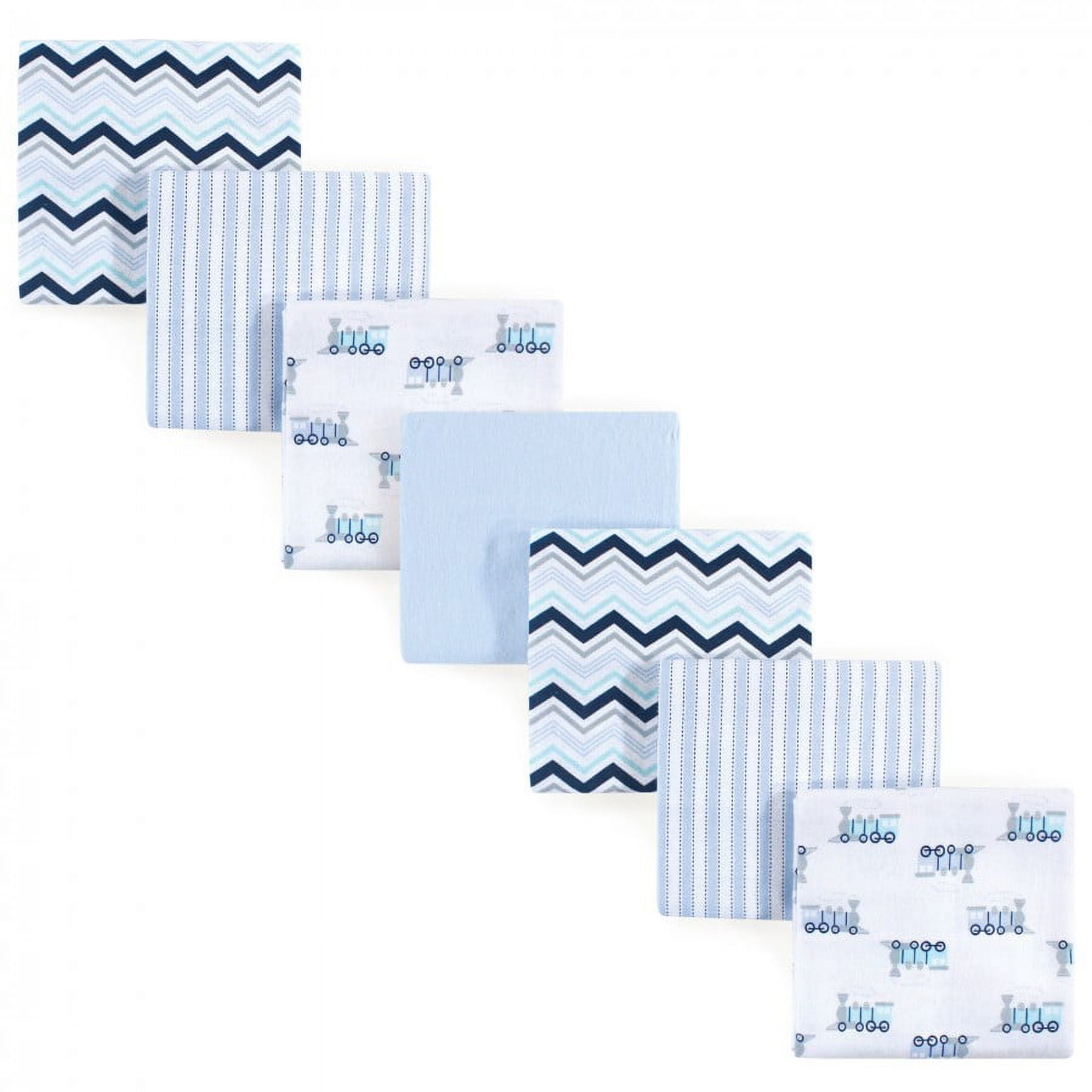 Luvable Friends Unisex Baby Cotton Poly Flannel Receiving Blankets, Train 7-Pack, One Size