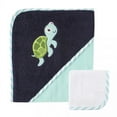 thumbnail image 1 of Luvable Friends Baby Boy Cotton Hooded Towel and Washcloth, Turtle, One Size, 1 of 2