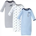 thumbnail image 1 of Luvable Friends Baby Boy Cotton Long-Sleeve Gowns 3pk, Airplane, 0-6 Months, 1 of 4