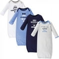 thumbnail image 1 of Luvable Friends Baby Boy Cotton Long-Sleeve Gowns 4pk, Gentleman, 0-6 Months, 1 of 5