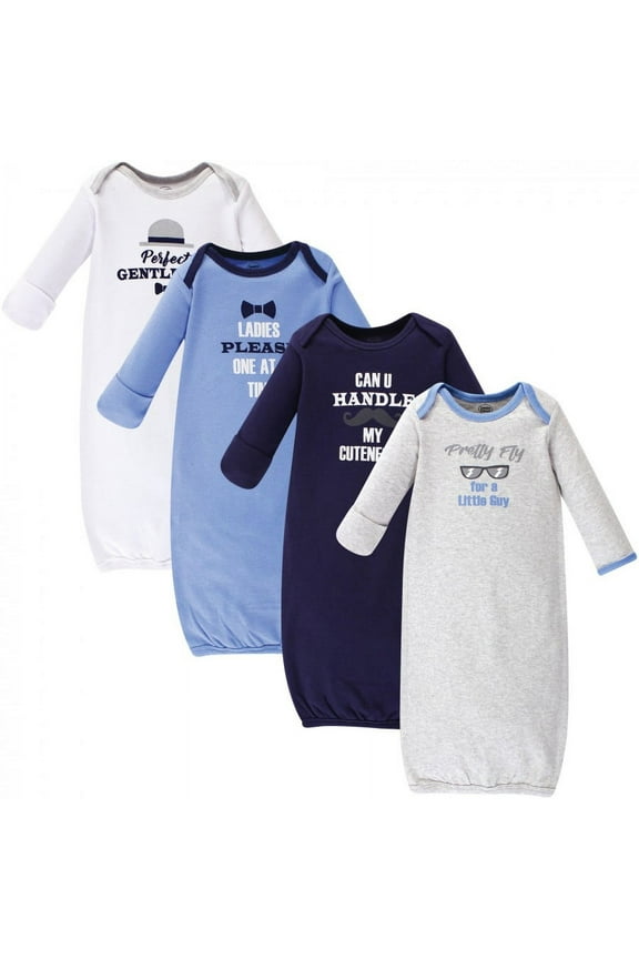 Baby Boy Cotton Long-Sleeve Gowns 4pk, Gentleman, 0-6 Months