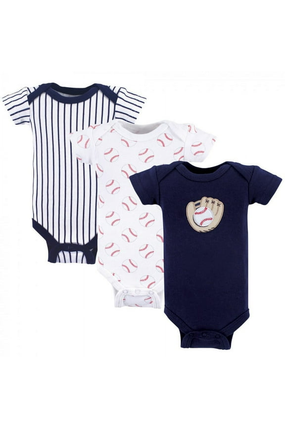 Baby Boy Cotton Preemie Bodysuits 3pk, Baseball, Preemie