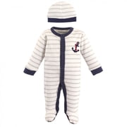Luvable Friends Baby Boy Cotton Preemie Snap Sleep and Play and Cap 2pc Set, Anchor, Preemie