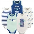 thumbnail image 1 of Luvable Friends Baby Boy Cotton Sleeveless Bodysuits 5pk, Airplane, 0-3 Months, 1 of 1