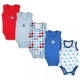 thumbnail image 1 of Luvable Friends Baby Boy Cotton Sleeveless Bodysuits 5pk, Blue, 18-24 Months, 1 of 1
