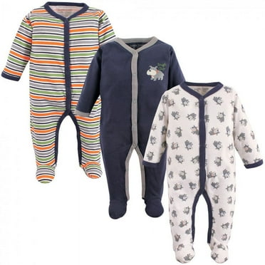Luvable Friends Baby Boy Cotton Snap Sleep and Play 3pk, Dog, 0-3 Months