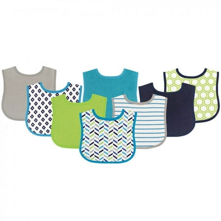 Luvable Friends Baby Boy Cotton Terry Bibs 8pk, Geometric Boy, One Size