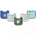 thumbnail image 1 of Luvable Friends Baby Boy Cotton Terry Drooler Bibs with PEVA Back 5pk, Robot, One Size, 1 of 2