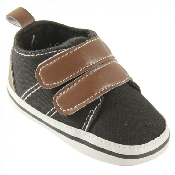 Luvable Friends Baby Boy Crib Shoes, Black Hook, 0-6 Months